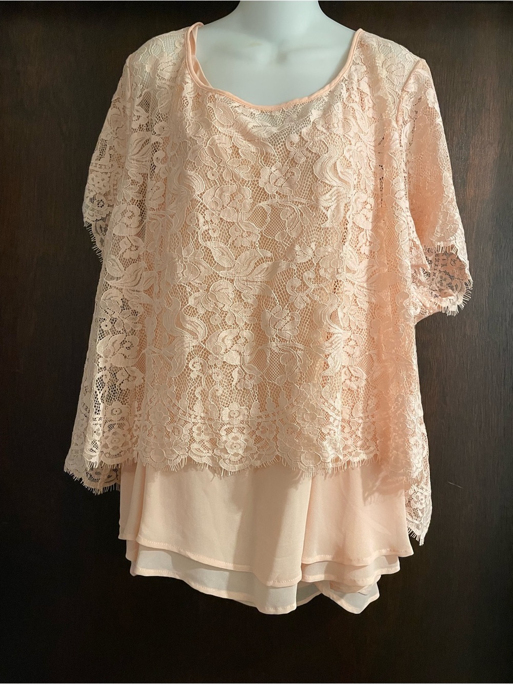 Torrid Brand Women's size 3 NWT Blush Lace & Chiffon Double Layer Blouse Cami